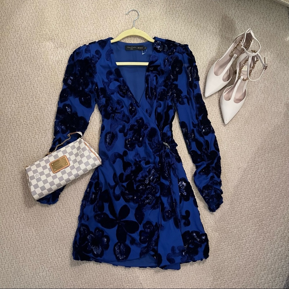 House of Harlow x Revolve Priscilla Dress - Blue Long Sleeve Size XXS